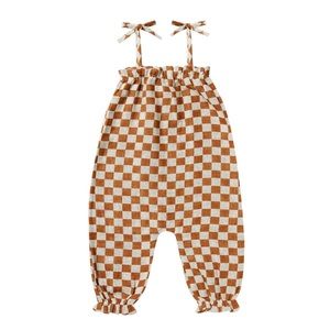 Rylee + Cru bubble Rust check Romper
